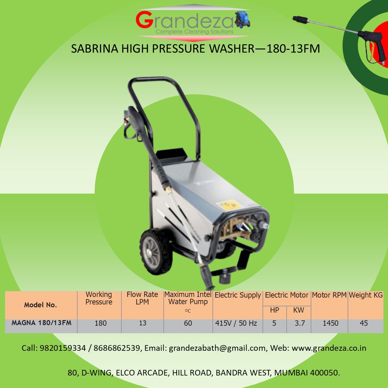 GRANDEZA Sabrina Series High Pressure Washer - Image 3