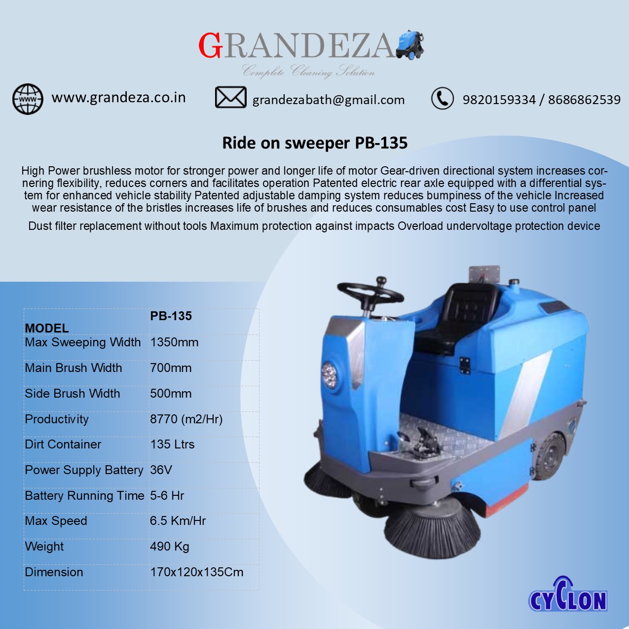 PB-135 Ride On Floor Sweeper - Image 2