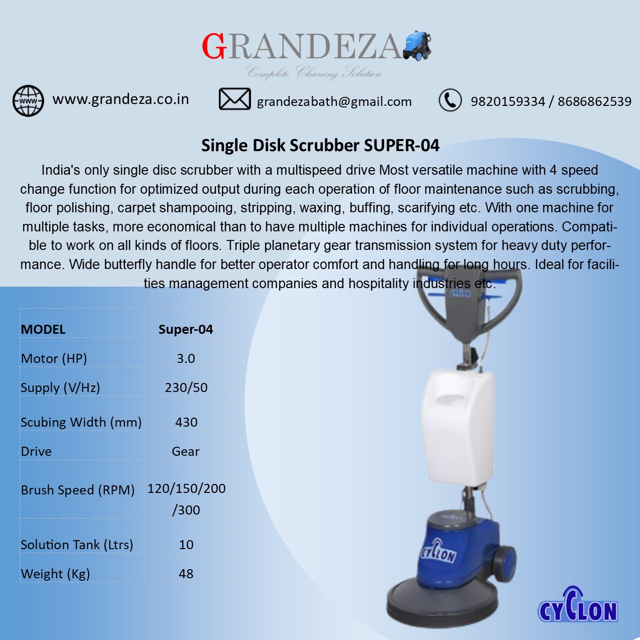 SUPER-04 Single Disk Scrubber - Image 2