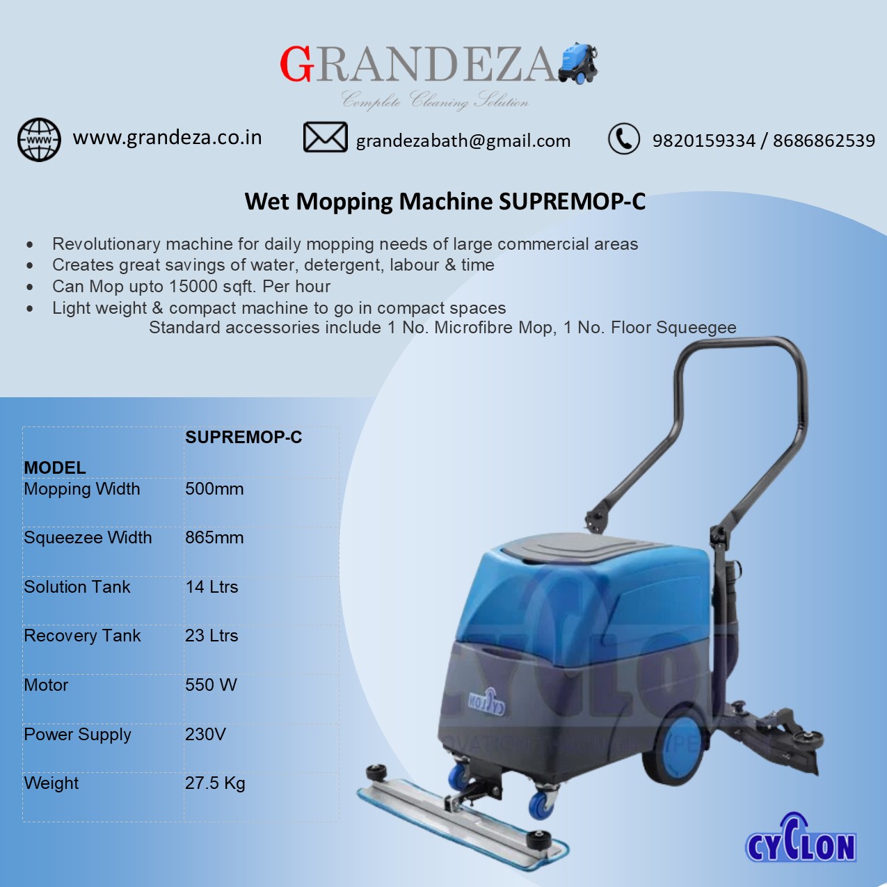 SUPREMO Walk Behind Mopping Machine – grandeza
