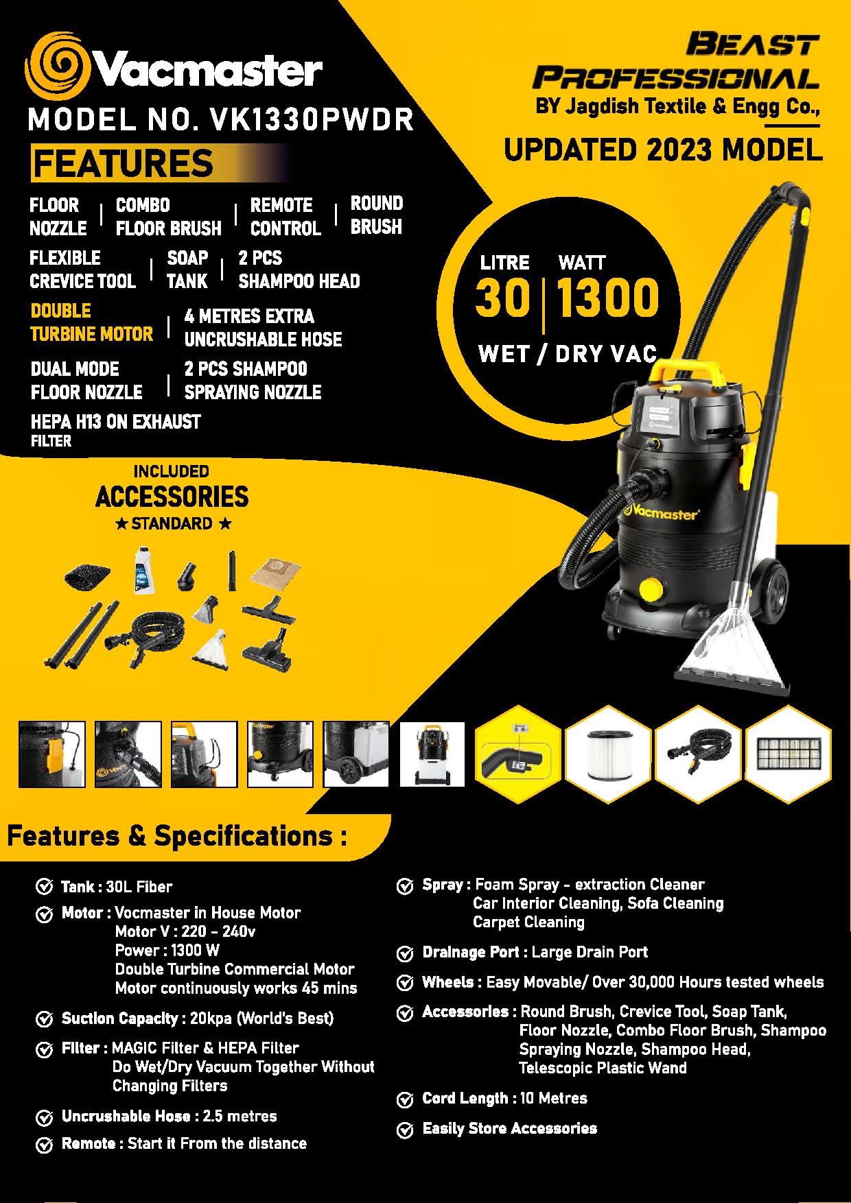 VACMASTER VK1330PWR 30 Ltrs Upholstery Cleaner - Image 2