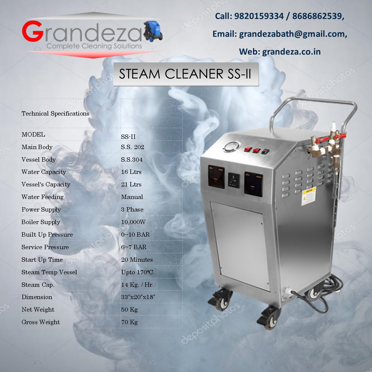 GRANDEZA SS-II STEAM CLEANER - Image 2