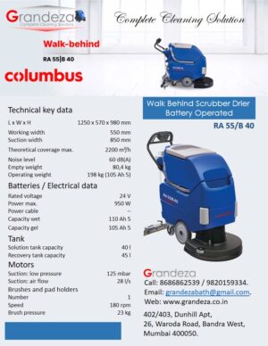 COLUMBUS Walk Behind Scrubber Drier Battery Operated RA 55/B 40