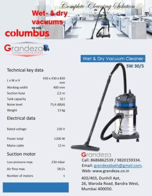 COLUMBUS Wet & Dry Vacuum Cleaner Steel SW 30/s