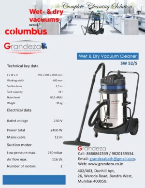 COLUMBUS Wet & Dry Vacuum Cleaner SW 52/S